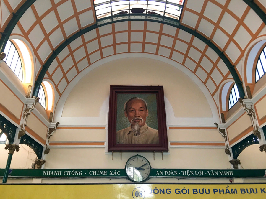 Ho Chi Minh portrait at Saigon Central Post Office