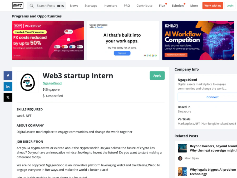 e27 Tech IT jobs Singapore