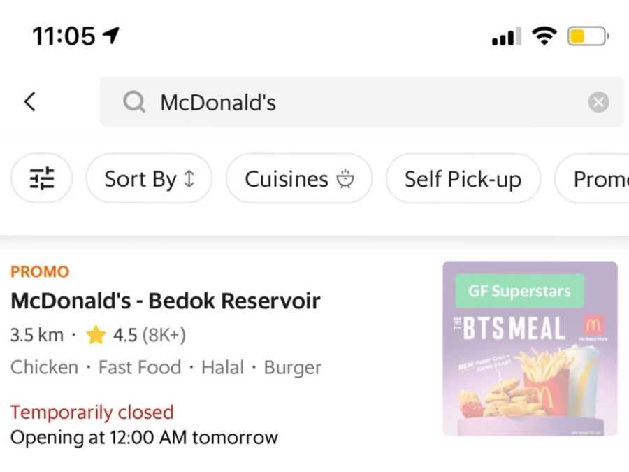 Order BTS Meal via Grab app
