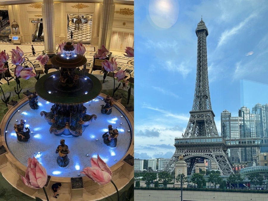 Replicas of Fontaine des Mers and Eiffel Tower at Parisian Macao