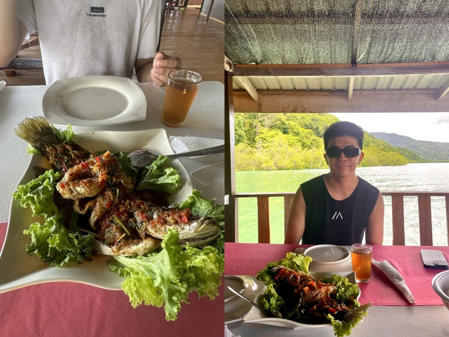 Fish lunch floating restaurant Langkawi Malaysia