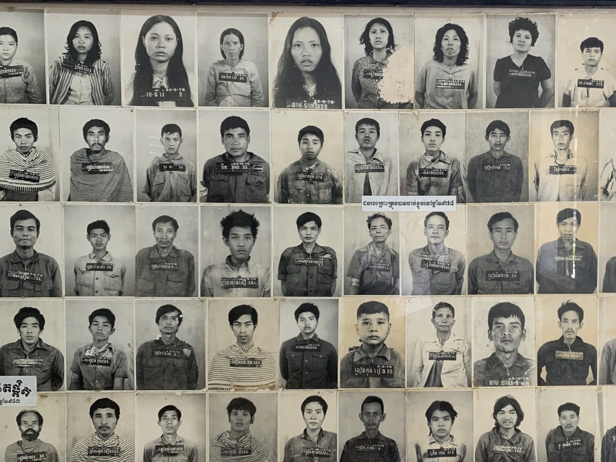 Tuol Sleng Genocide Museum Building B prisoner mugshots s-21 prison Phnom Penh Cambodia